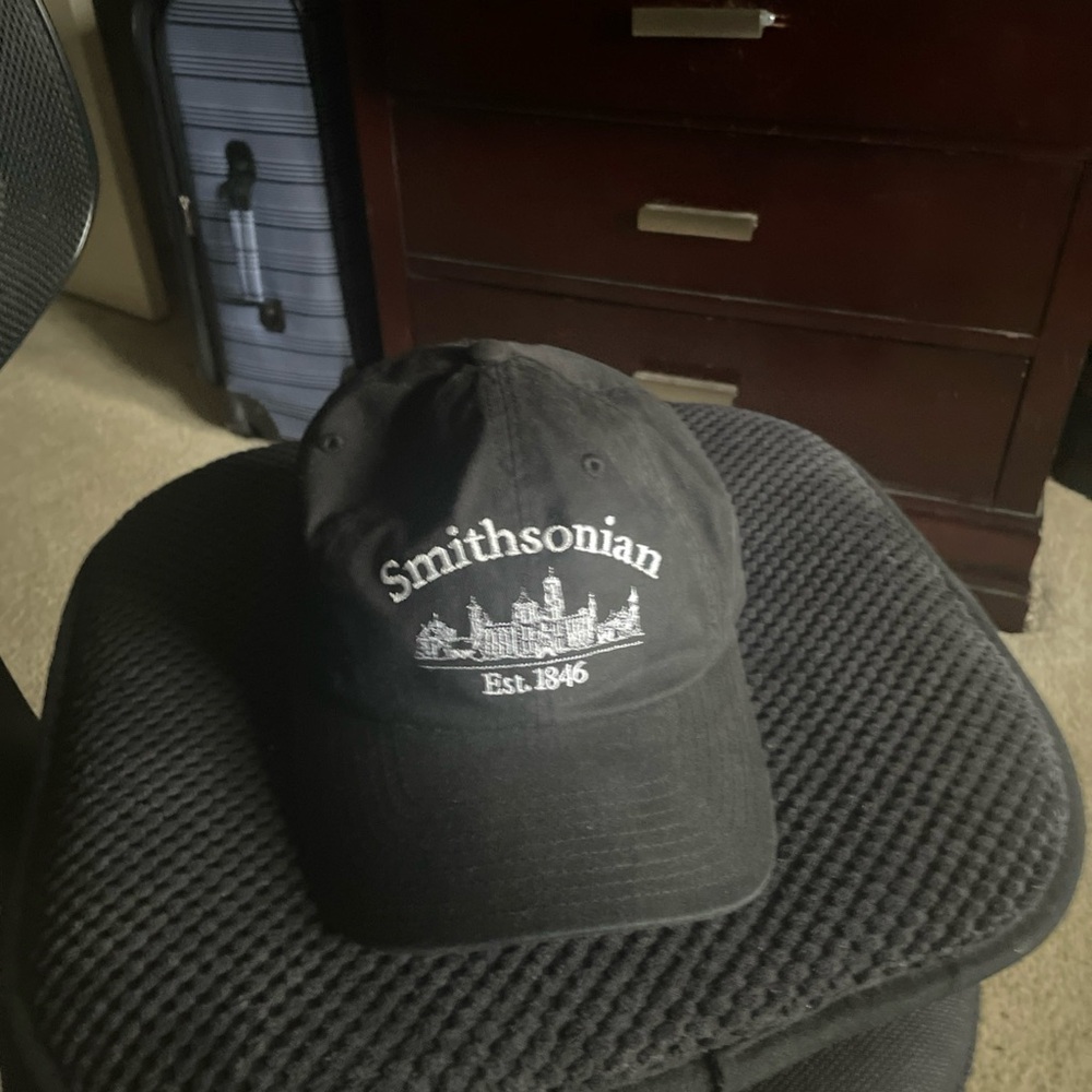 Smithsonian hat embroidered museum black established 1846 snap strap back cap